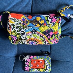 Vera Bradley Vibrant Patterned Fanny Crossbody Bag and Matching Coin Purse Set
